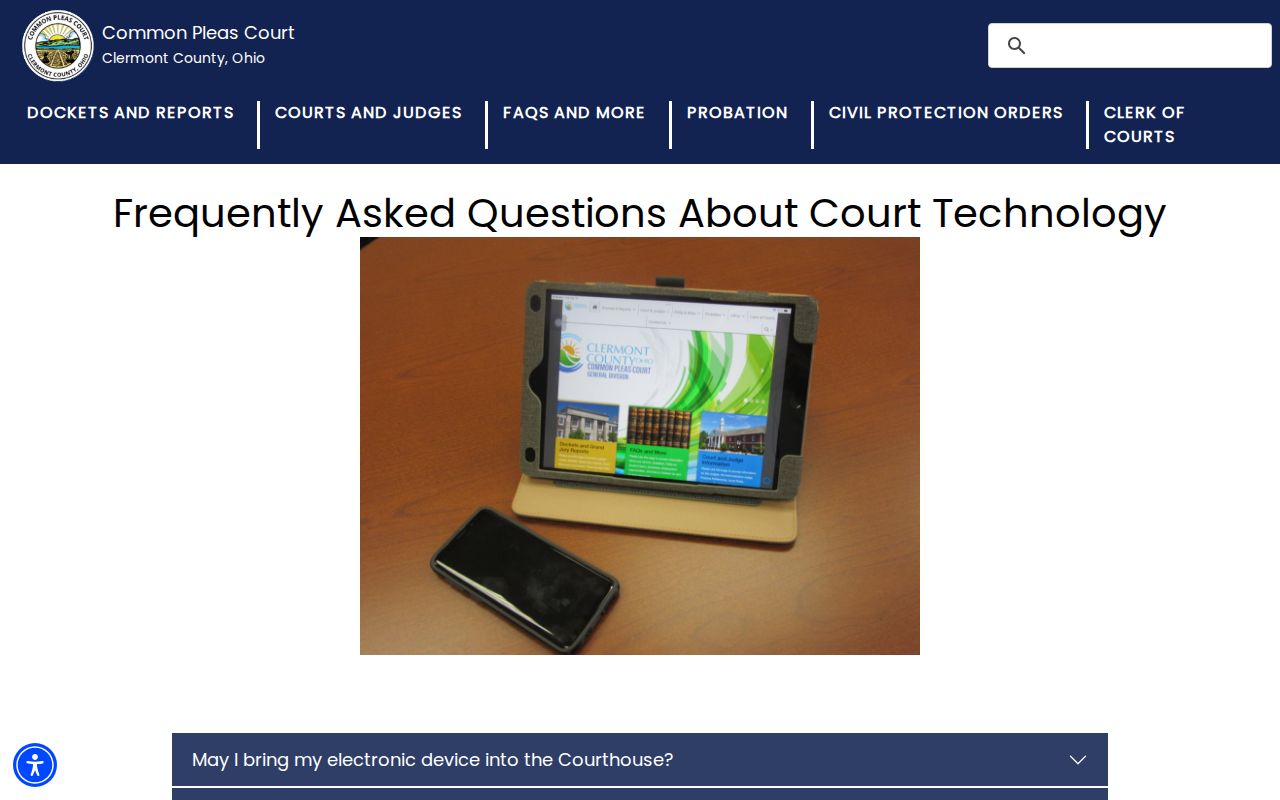 Clermont County civil court docket technology information