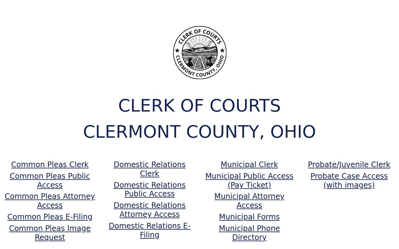 Clermont County court docket clerk hub access routes