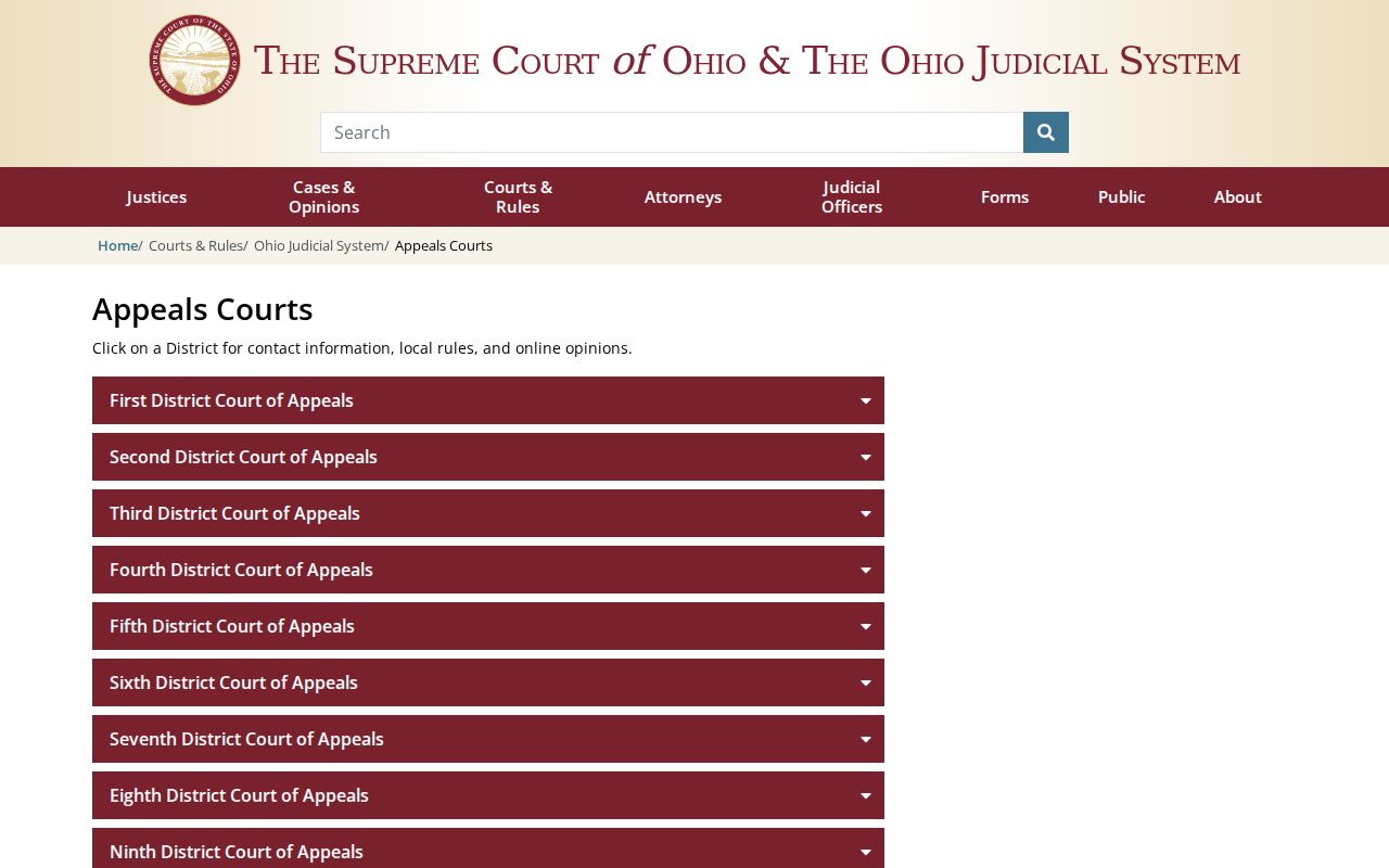 Clermont County court docket Ohio court of appeals structure