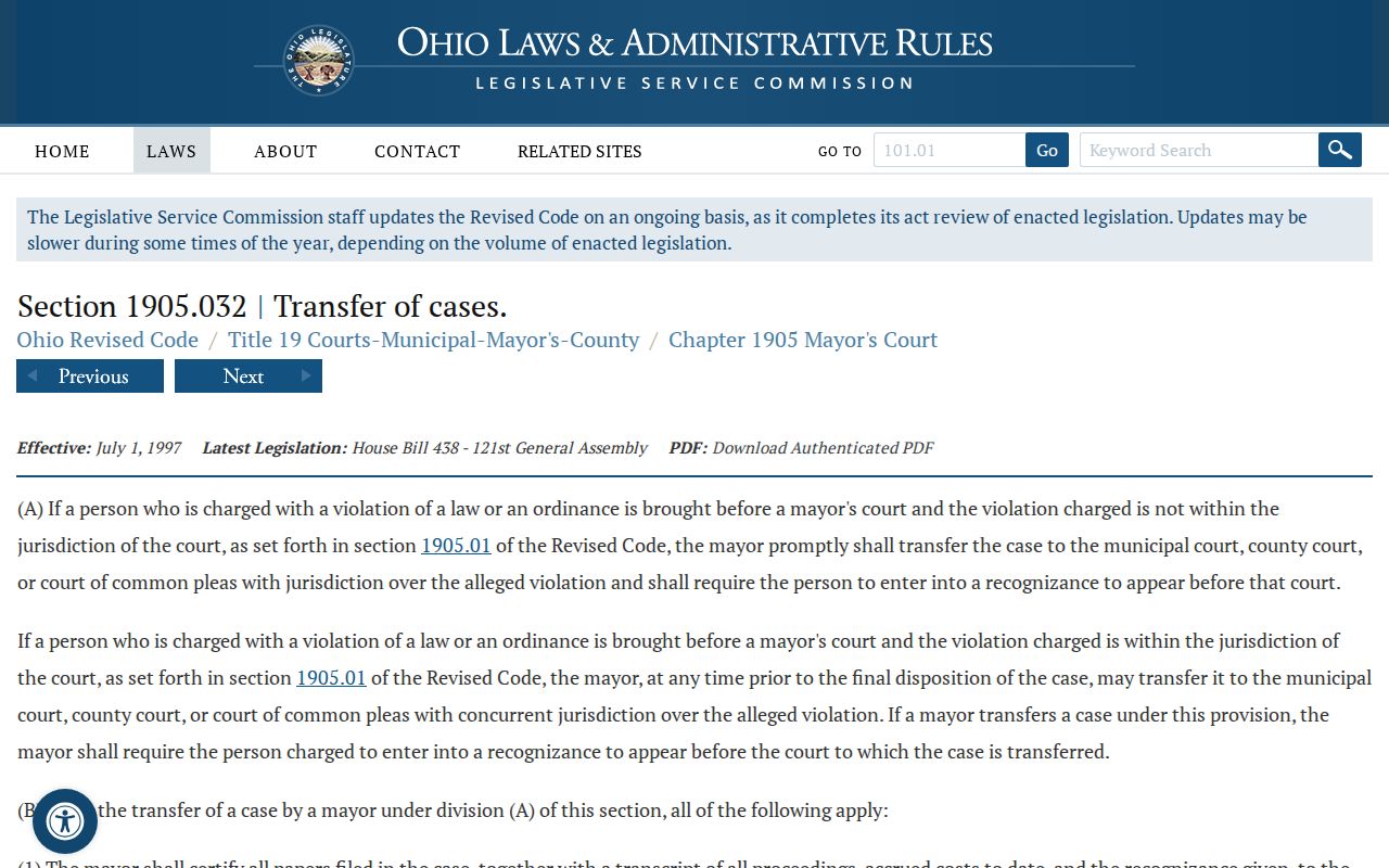 New Richmond court records Ohio Mayor's Court transfer statute